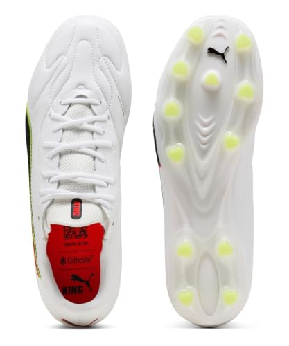 PUMA Unisex King 20 Match FG/AG Fußballschuh, weiß-leuchtendes Rot-Gelb Alert, Größe 42, Puma Weiß Leuchtend rot gelb Alarm, 42.5 EU – Ansicht 4