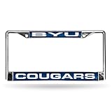 Rico Industries NCAA BYU Cougars Laser Cut Inlaid Standard Chrome License Plate Frame