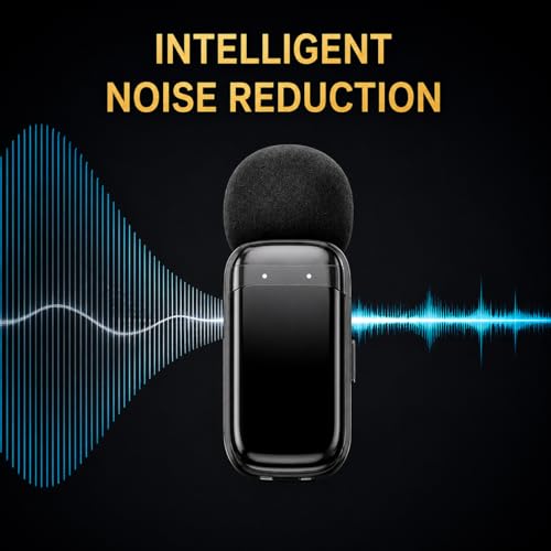 Image of 2-in-1 Wireless Microphone with Type-C & Lightning Receiver, Noise Reduction, Auto Pairing, LED Case Display, Long Battery for iPhone & Android