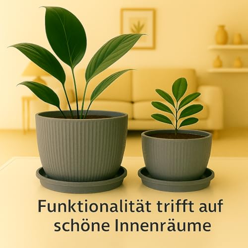 Home Garden Ornaments Blumentopf Untersetzer Set 5 Stück, Kunststoff, Pflanzenuntersetzer für Innen und Außen, Untersetzer für Pflanzkübel, viele Größen und Farben (Grau, 27 cm außen / 22,5 cm innen)