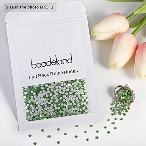 Image of Beadsland Flat Back Crystal Rhinestones,Light Green, SS12, 1440pcs