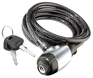 Schwinn Bike Cable Lock with Keys, 6 ft x 8 mm, Black, Durable Steel, Protective Vinyl Cover, Carrying Bracket for Transport, Anti Theft Protection, Bike Lock Cable for Security