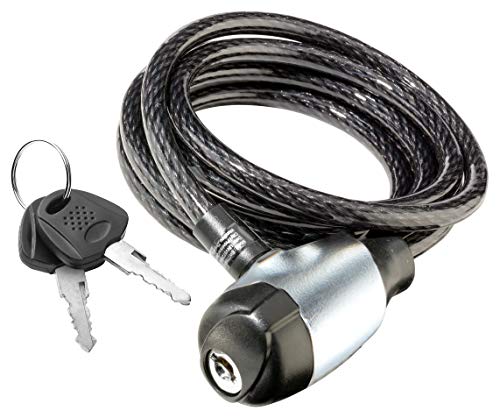 Schwinn Bike Cable Lock with Keys, 6 ft x 8 mm, Black, Durable Steel, Protective Vinyl Cover, Carrying Bracket for Transport, Anti Theft Protection, Bike Lock Cable for Security
