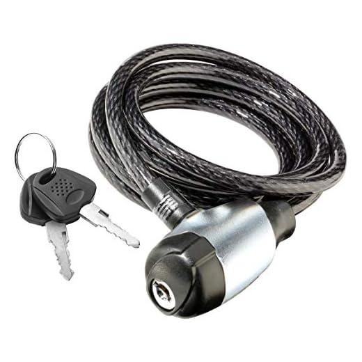 Schwinn Bike Cable Lock with Keys, 6 ft x 8 mm, Black, Durable Steel, Protective Vinyl Cover, Carrying Bracket for Transport, Anti Theft Protection, Bike Lock Cable for Security