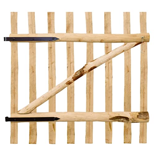 vidaXL Puerta para Valla de Jardín 100x100 cm Madera de Avellano Cancela Cerca