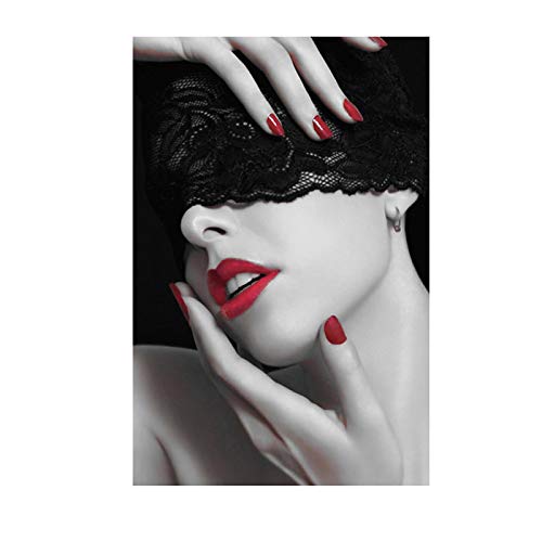 Impression Giclée art lèvres rouges femme affiche décoration chambre salon 60x90