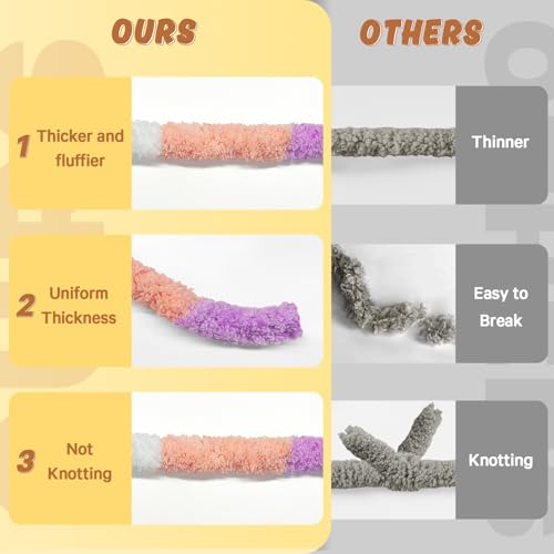 Image of Inhand Chunky Chenille Yarn for Hand Knitting, Thick Bulky Blanket Yarn for Crocheting, Soft Fluffy Yarn for Crochet Gifts & Crafts for Women /Beginners, 8 Pack (29.5 yds /8.4 oz Each), Pink & Purple
