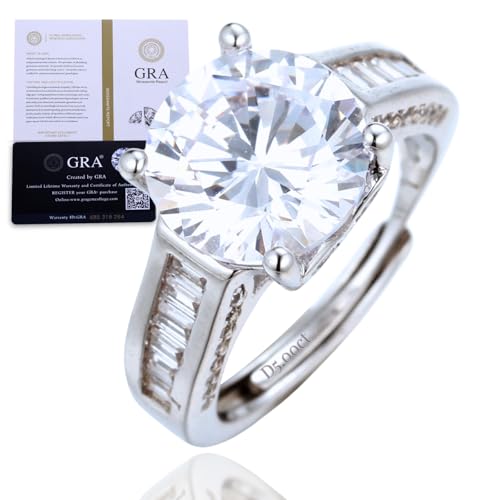 Bague femme moissanite d5,0ct argent 925 solitaire alliance mariage diamant de labo