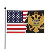 Escudo De Armas De Montenegro Y América Banderas De Jardín Resistente Decoloración Estandarte Multicolor Banderas De Bienvenida Para Vacación Jardin Césped 90X150 Cm