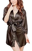 Xs and Os Women Babydoll Satin Nightwear Robe Plus Size (X-Large, Black)