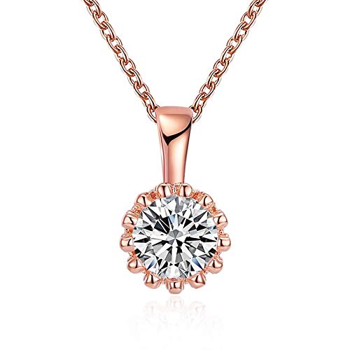Pendentif cubic zirconia rond plaqué or blanc rose pour collier femme