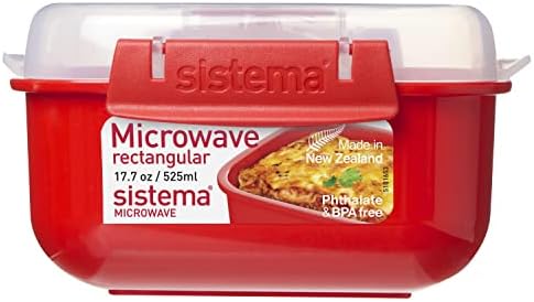 Sistema Rectangle Microwave Container | 525 ml | BPA-Free | Red/Clear