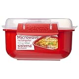 Sistema Microwave Pojemnik na żywność, 1 prostokątny pojemnik do kuchenki mikrofalowej z pokrywką, 525 ml, nie zawiera BPA, czerwony, 14,5 x 11 x 8 cm