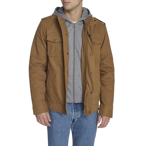 Levi's Herren Militärjacke aus gewaschener Baumwolle mit Kapuze, Braune, weiche Baumwolle, S 3