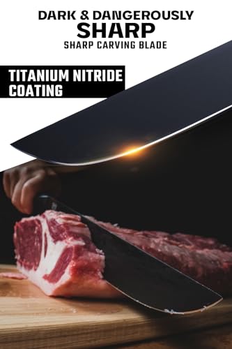 DALSTRONG Carving Knife & Fork Set - 9" Blade - Shadow Black Series - Black Titanium Nitride Coated HC Steel - Sheath - NSF Certified - Image 2