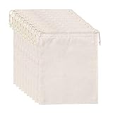 EZEKMAF 10 Pack 7H x 5W In 100% Cotton Reusable Grocery Produce Muslin Bags Pouches with drawstrings for Shopping & Storage Vegetable Bread Spice, Unbleached, Natural