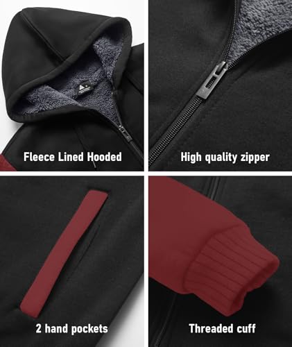 Image of SCODI Hoodies for Men Heavyweight Fleece Sweatshirt Zip Up Thick Jacket