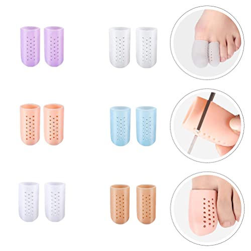 Lurrose 6 pares de protetores de bico de gel de silicone com furo, protetores de dedos antiderrapant