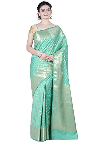 Chandrakala Women's Blue Kataan Silk Blend Banarasi Saree,Free Size(1299BLU)