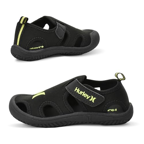 Image of Hurley Kona Toddler Water Shoes - Beach Essentials, Girls and Boys Closed Toe Sandals, Lightweight, Breathable, Kids Water Shoes with Non-Slip Sole and Adjustable Straps, Outdoor Toddler Swim Shoes