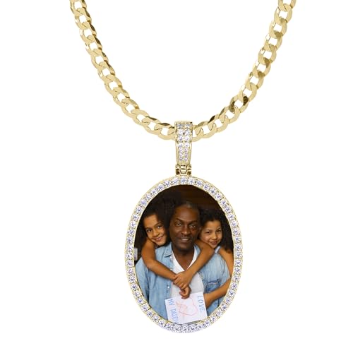 Personalized Engraved Picture Necklace Oval Shaped Portrait Pendant with Engraving Custom Photo Pendant/Photo Customized Necklace