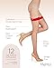 MeMoi Plus Backseam Thigh High Stockings for Women, Comfortable Sheer Thigh High Stockings - Sizes Small - Q2, Nude/Red, Small/Medium