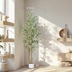HZXGCP Artificial Olive Tree 6ft with Adjustable Branches and White Pot, a Realistic Indoor Faux Plant Ideal for Home and Office Decor - Effortless Assembly (Olive Tree 6FT)