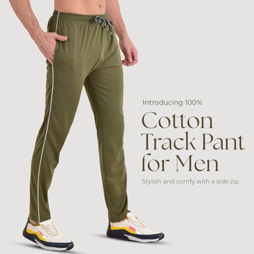 Image of Cotton Track Pant for Men | Lower for Man | Comfortable Lower Men with Zip Pocket for Gym, Sports & Casual Wear