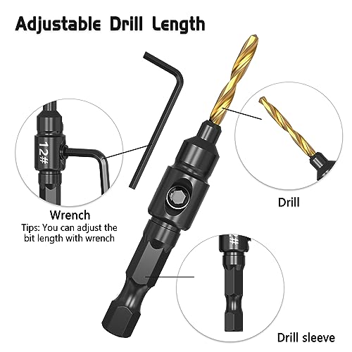 MAEXUS Countersink Drill Bit Set Wood Drill Bits for No4-No12 Size Screws, Quick Release - Image 4