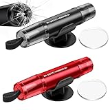 Automotive Gurtschneider Notfallhammer, 2-in-1 Auto Notfallhammer mit Gurtenschneider, 2 Stück Sicherheitshammer Set mit Federkraft-Tungstahlkopf, U-Form Klinge, Übungsglas und Klebebasis für Auto