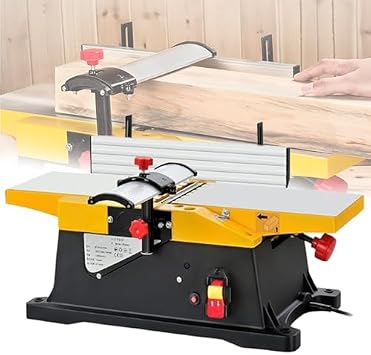 Woodworking Jointer, 6 Inch Bench Top, 12000 RPM, 3mm Cutting Depth, 1800W Electric Planer for Handwork and Small Factories