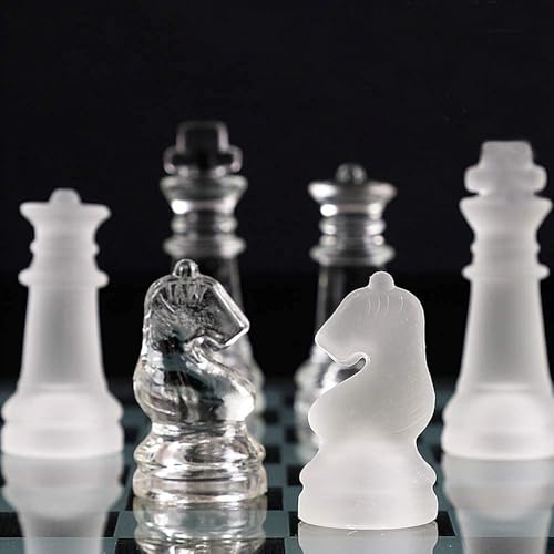 Set de Ajedrez de Vidrio 10"x10" Piezas Transparente y Esmerilado miniatura 6