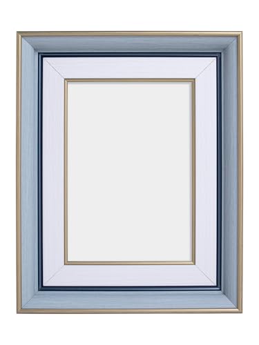 Image of GOLDEN PEACOCK Antique Blue & White Photo Frame 5x7 Inch