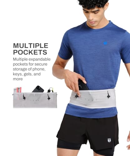 Image of TEGO Pacer Running Belt | Bounce-Free Tubular Run Belt with Expandable Pockets | 4-Way Stretch | Jacket /Pole Carry Straps | Reflective Details | Lightweight 62g | Trail & Road Running Waist Pack