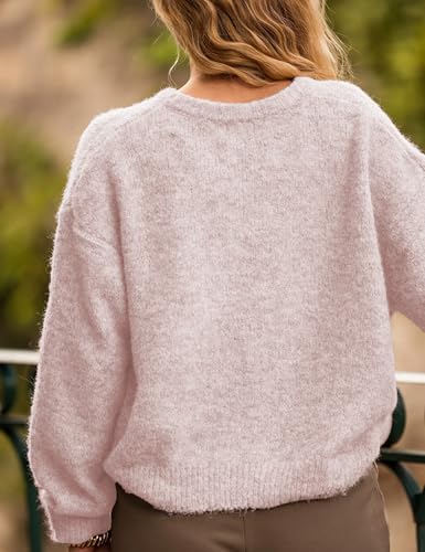 Image of Ynhonra Womens Cardigan Sweater Front Button Loose Y2k Long Sleeve Crewneck | Lightweight Knit Ribbed Hem