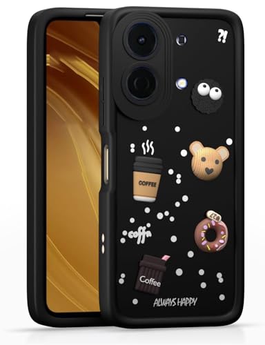 Image of Bintage Cute Fun Taddy| 3D Ball Bear| Donut| Coffee Rubber Case Full Body & Camera Protection Back Cover Compatible for Oppo K13 Turbo 5G - Black