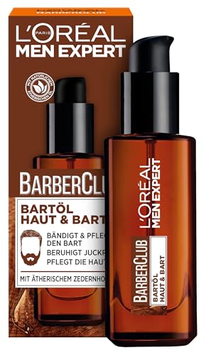 L'Oréal Men Expert Barber-Geschenk-Set für Männer, Geschenkset mit Bartshampoo, Bartbalsam, Bartöl, Pomade & Bartkamm, Barber Club, 1 x 30 ml, 1 x 200 ml, 1 x 75ml, 1 x 50ml