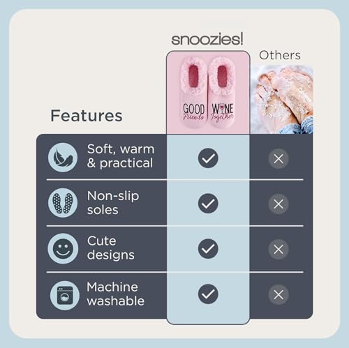 Image of Snoozies Slipper Socks -Funny Quote House Slippers for Women, Non-Slip Fuzzy