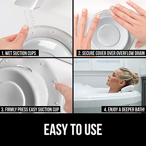 image for Gorilla Grip Bathtub Overflow Drain Cover, Adds Inches of Water for De