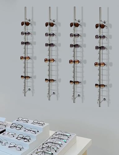 Soporte de exhibición para gafas, construcción de aluminio duradero, función de bloqueo seguro, ideal para tiendas ópticas y exhibiciones minoristas