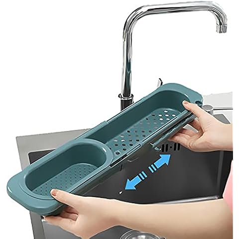 Telescopic Sponge Holder for Kitchen Sink Organizer Telescopic Sink Storage Rack Holder Telescopic Sink Shelf Kitchen Kitchen Sink Drain Basket Telescoping Sink Caddy Adjustable for Home(Green) Cover
