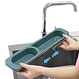 Telescopic Sink Holder, Expandable Kitchen Sink Organizer Rack Sponge Soap Holder, Sink Caddy...