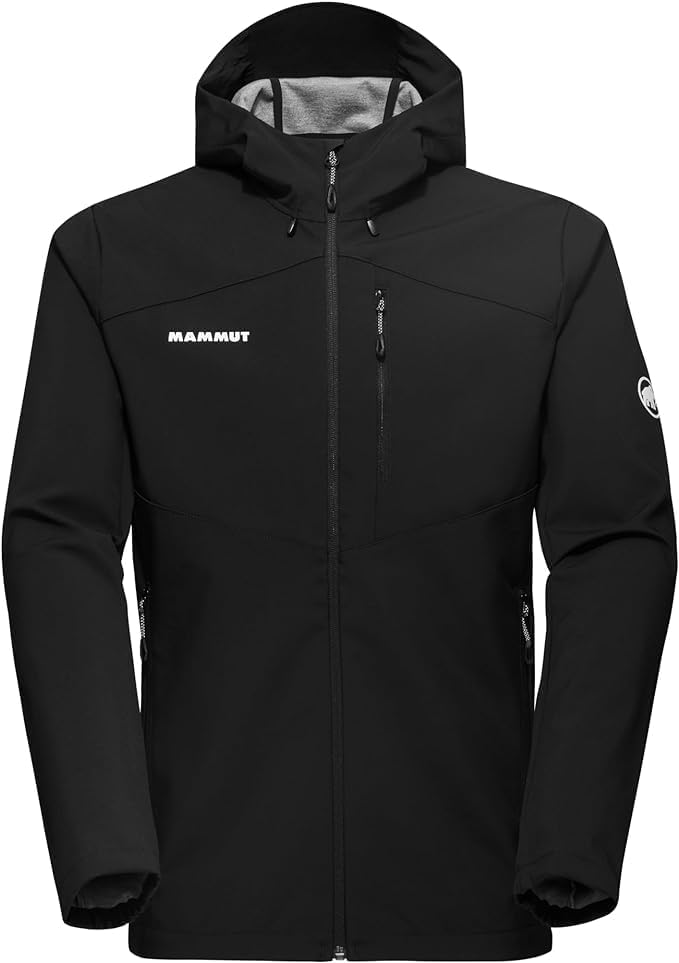 Mammut Mens Outdoor Softshell Hooded Jacket, Windproof and Water Resistant for Hiking and Traveling