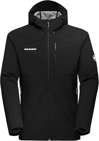 Mammut Mens Outdoor Softshell Hooded Jacket, Windproof and Water Resistant for H
