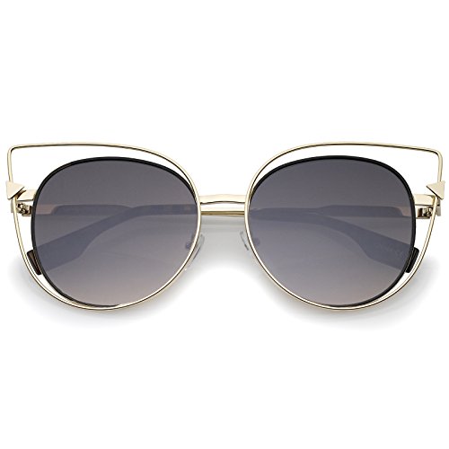zeroUV Oversize Metal Cutout Frame Arrow Accent Flat Lens Cat Eye Sunglasses 57mm