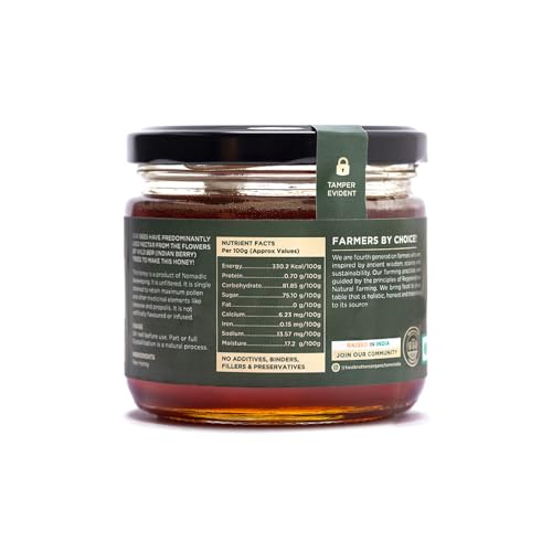 Image of Two Brothers Organic Farms Indian Berry Honey, Raw Mono-Floral Unfiltered (350 g) | Rich in Pollen, Beeswax & Propolis | Immunity-Boosting, Antioxidant-Rich | 100% Natural & Pure