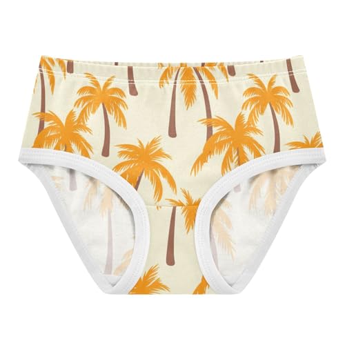 Palm Trees Brown Orange Leaves Toddlers Underwear Floral 2t Cotton Cute Panties Girl Flower Briefs Kids Undies