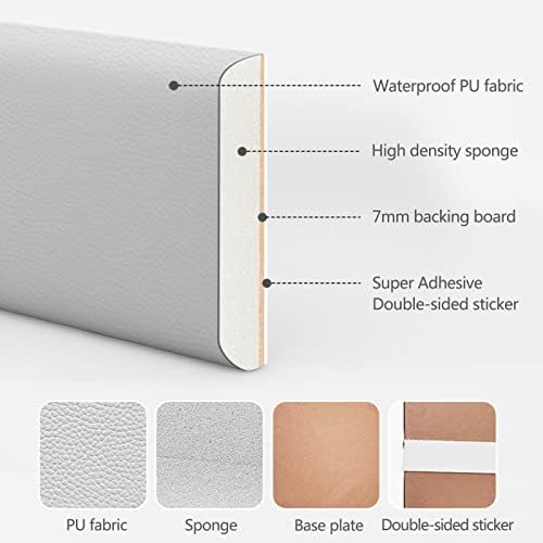 国内即発 VIPにて 布張りの壁パネル、剥がして貼るヘッドボード、家庭用プレイルームの装飾、3D防音壁パネル、お手入れ簡単 (色: グレー+ホワイト、サイ