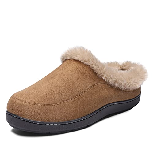Dream Pairs Men's Fuzzy Faux Fur Slip-On Washable House Slippers,Warm Comfort Lining And Non-Slip Sole Winter Bedroom Shoes Indoor Outdoor,Sdsl2229M,Tan,Size 7 #TOP18