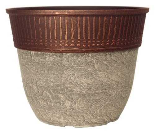 Muddy Hands 23 Litre Decorative Round Plastic Planter Outdoor Garden Flower Herb Tree Ornamental Plant Pot - (Diameter: 37.5cm - Height: 30cm) (Ceramic White)